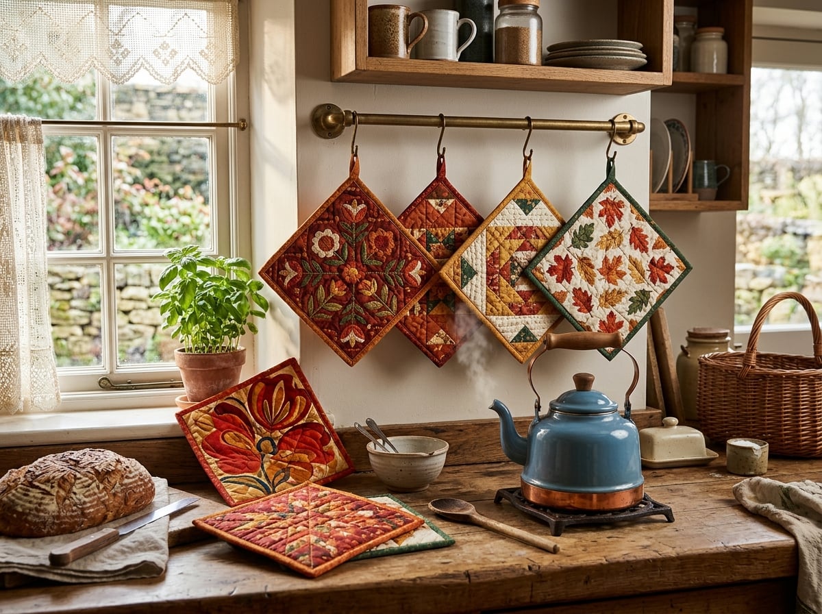 Handmade quilted pot holders