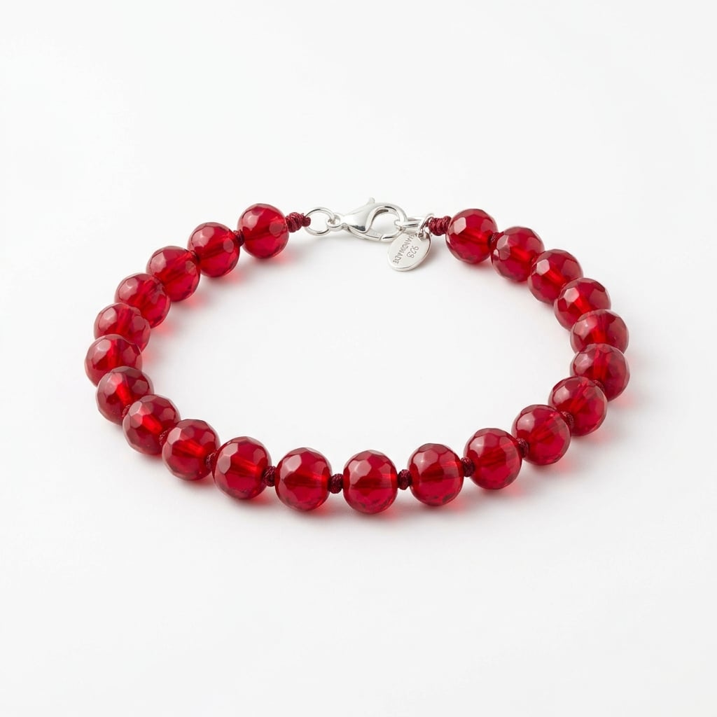 Ruby red glass bead bracelet